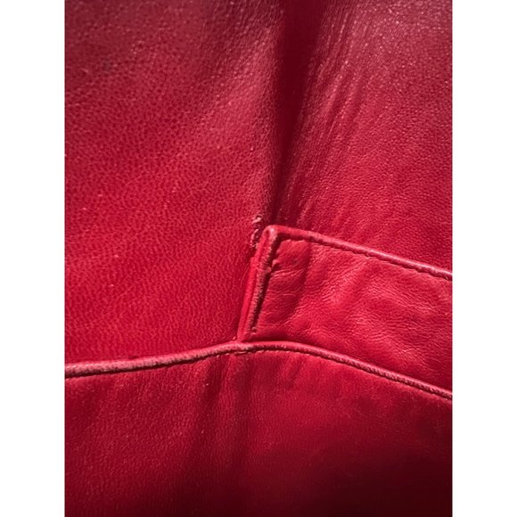 Bruno Ricci Leather Oversized Coat Red Full Jacket - Picture 8 of 13